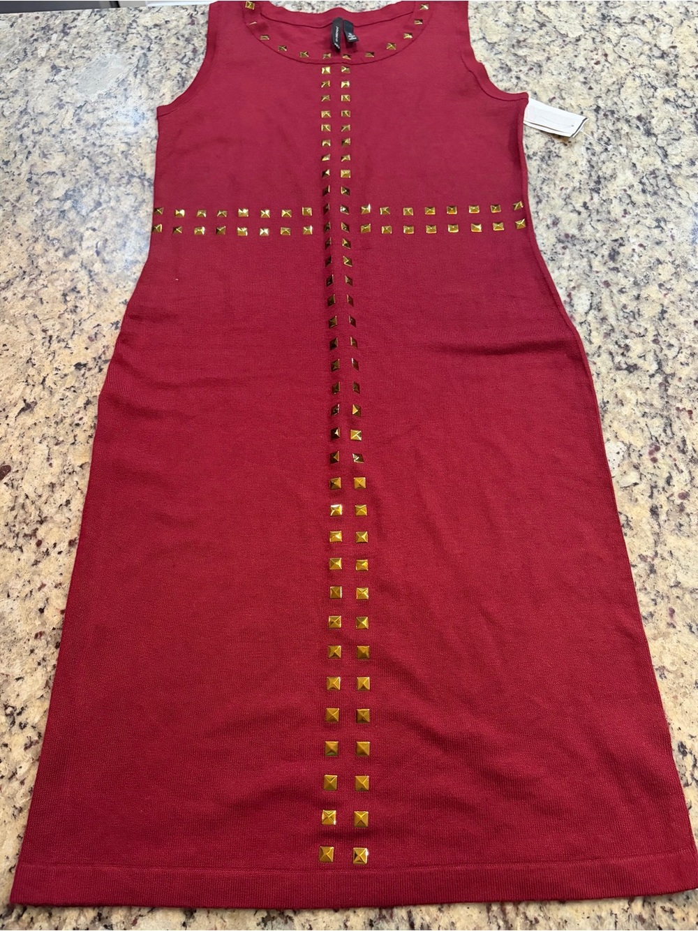 new directions Burgindy Stud-Accent Mini Dress
